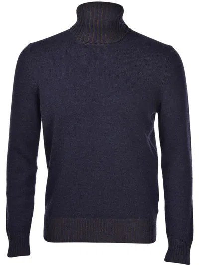 Gran Sasso Turtleneck Ribbed-hem Sweater In Blue