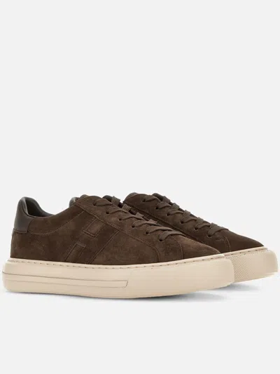 Hogan H691 Lace-up Sneakers With Suede Upper And Memory Foam Comfort In Brown