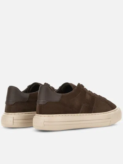 Hogan H691 Lace-up Sneakers With Suede Upper And Memory Foam Comfort In Brown