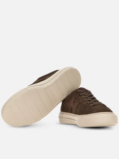 Hogan H691 Lace-up Sneakers With Suede Upper And Memory Foam Comfort In Brown