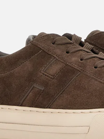 Hogan H691 Lace-up Sneakers With Suede Upper And Memory Foam Comfort In Brown