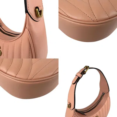 Pre-owned Gucci Gold Salmon Pink Leather Metal Handbag Shoulder Bag ()