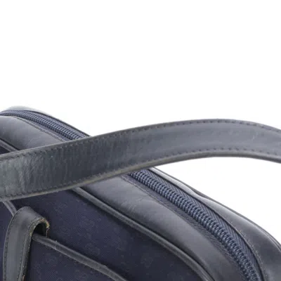 Pre-owned Gucci Navy Leather Canvas Shoulder Bag ()