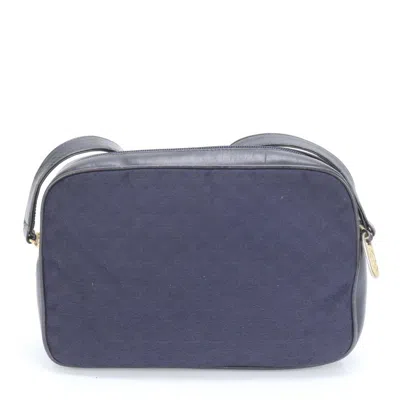 Pre-owned Gucci Navy Leather Canvas Shoulder Bag ()