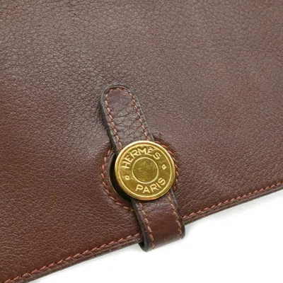 Pre-owned Hermes Brown Swift Leather Long Wallet (bi-fold) ()