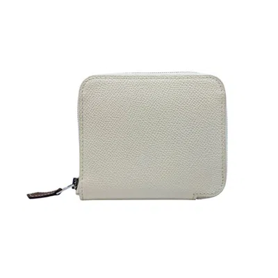 Pre-owned Hermes Off-white Epsom Leather Card Wallet ()