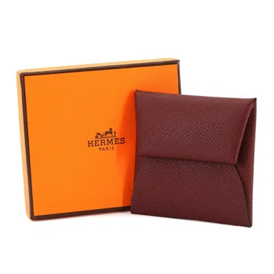 Pre-owned Hermes Rouge H Epsom Leather Coin Purse/coin Case ()