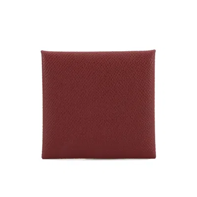 Pre-owned Hermes Rouge H Epsom Leather Coin Purse/coin Case ()