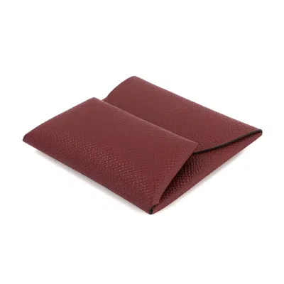 Pre-owned Hermes Rouge H Epsom Leather Coin Purse/coin Case ()