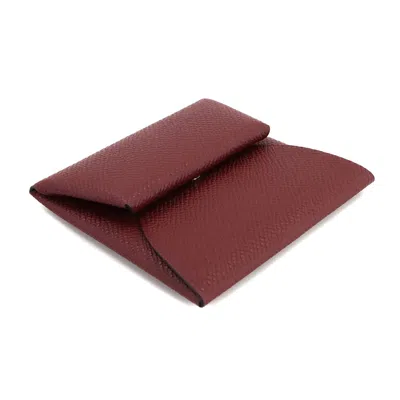 Pre-owned Hermes Rouge H Epsom Leather Coin Purse/coin Case ()