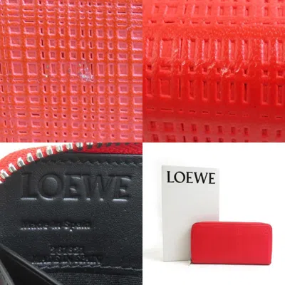 Pre-owned Loewe Red Color Leather Long Wallet (bi-fold) ()