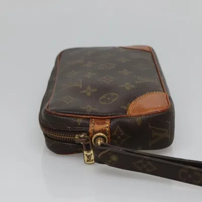 Pre-owned Louis Vuitton Marly Dragonne Brown Canvas Clutch Bag ()
