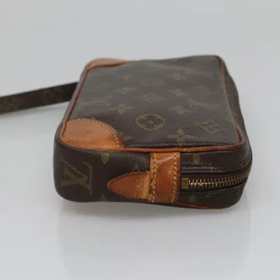 Pre-owned Louis Vuitton Marly Dragonne Brown Canvas Clutch Bag ()