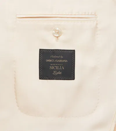 Dolce & Gabbana Sicilia Light Silk Twill Blazer In Neutral