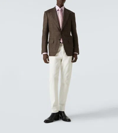 Tom Ford Single-breasted Wool Blazer In Brown