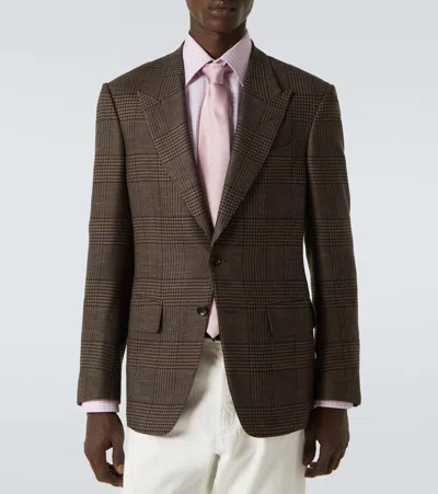 Tom Ford Single-breasted Wool Blazer In Brown