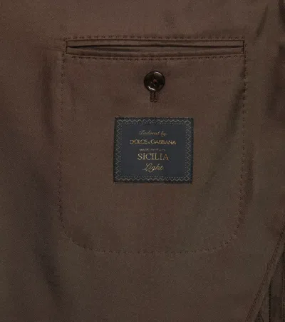 Dolce & Gabbana Double-breasted Silk Twill Blazer In Brown