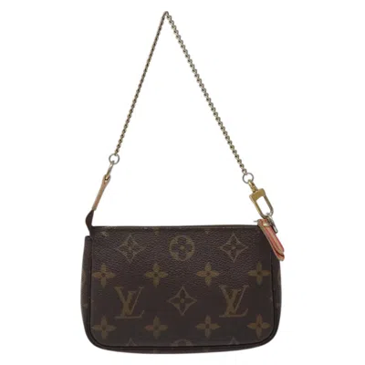Pre-owned Louis Vuitton Mini Pochette Accessoires Brown Canvas Clutch Bag ()