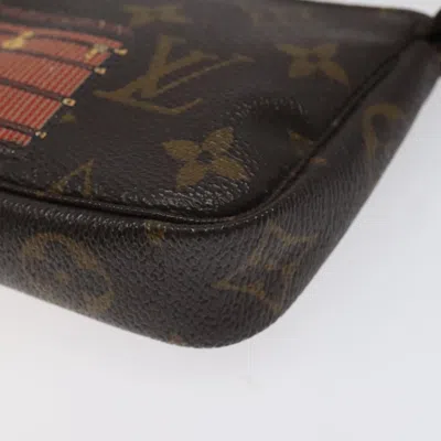Pre-owned Louis Vuitton Mini Pochette Accessoires Brown Canvas Clutch Bag ()