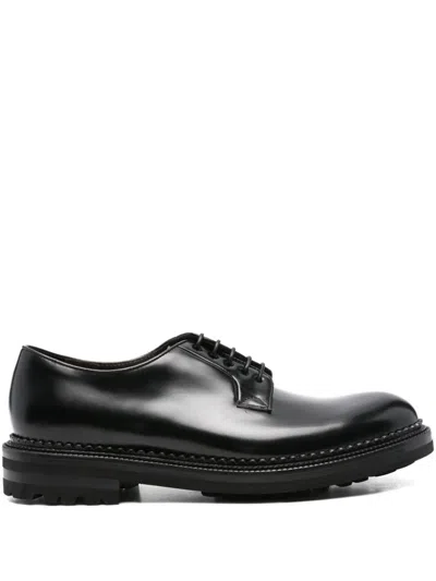 Cenere Calzature Cenere Gb Patent Leather Derby Lace-up Shoes In Black