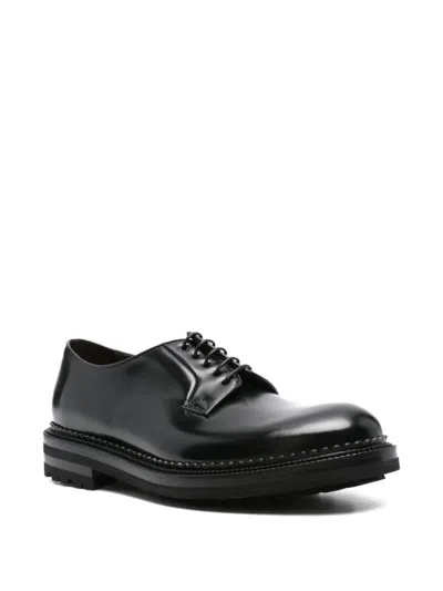 Cenere Calzature Cenere Gb Patent Leather Derby Lace-up Shoes In Black