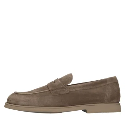 Doucal's Brown Suede Leather Loafers