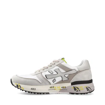 Premiata Mick Sneakers In White Suede And Fabric In Multi