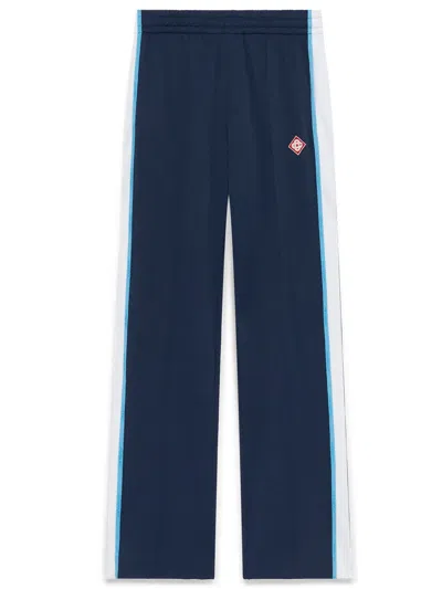 Casablanca Mens Navy / White Striped Embroidered-logo Woven Jogging Bottoms Xl In Blue