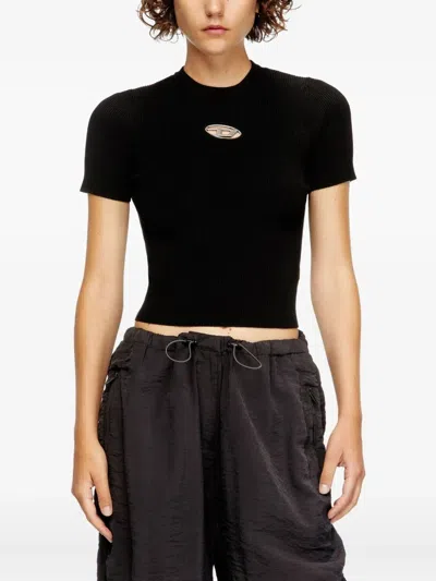 Diesel Women T-uncutie-long-od-q1 Slim T-shirt In Black Organic Jersey In Black