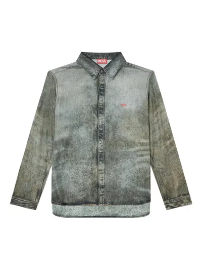 Diesel Mens 02 S-simply-lkct Denim-print Woven Shirt
