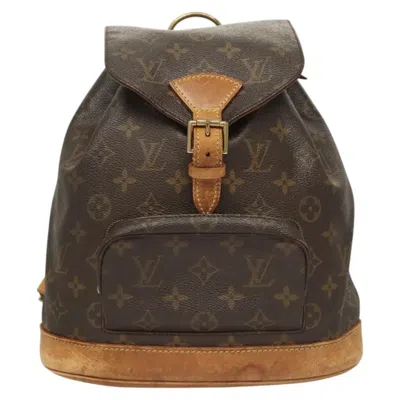 Pre-owned Louis Vuitton Montsouris Mm Brown Canvas Backpack Bag ()