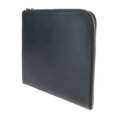Pre-owned Louis Vuitton Navy Blue Leather Clutch Bag Handbag Pochette Pouch ()