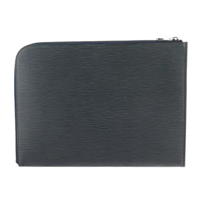 Pre-owned Louis Vuitton Navy Blue Leather Clutch Bag Handbag Pochette Pouch ()