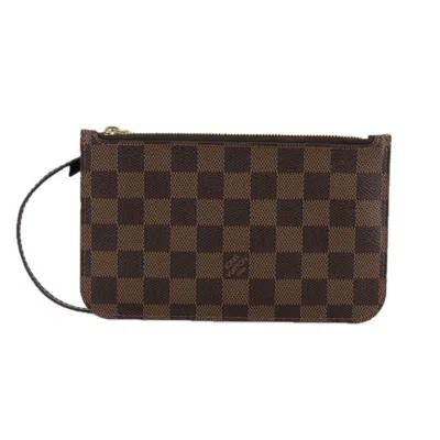 Pre-owned Louis Vuitton Neverfull Pouch Brown Canvas Clutch Bag ()