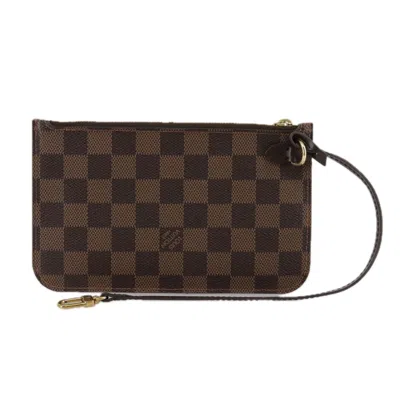 Pre-owned Louis Vuitton Neverfull Pouch Brown Canvas Clutch Bag ()