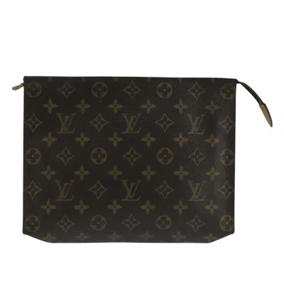 Pre-owned Louis Vuitton Poche Toilette Brown Canvas Clutch Bag ()