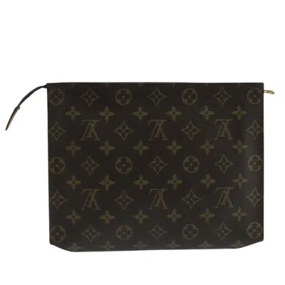 Pre-owned Louis Vuitton Poche Toilette Brown Canvas Clutch Bag ()