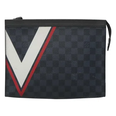 Pre-owned Louis Vuitton Pochette Voyage Black Canvas Clutch Bag ()