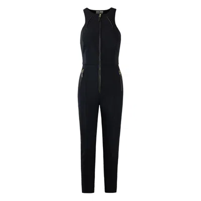 Elisabetta Franchi Zip-front Halterneck Jumpsuit In Black