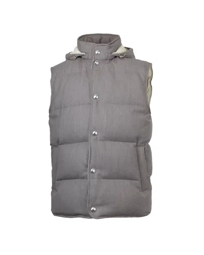 Eleventy Hooded Quilted Gilet In Gray