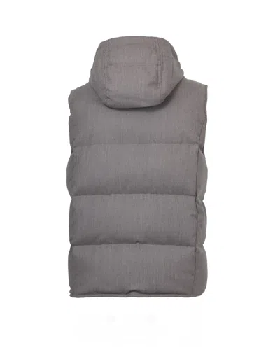 Eleventy Hooded Quilted Gilet In Gray