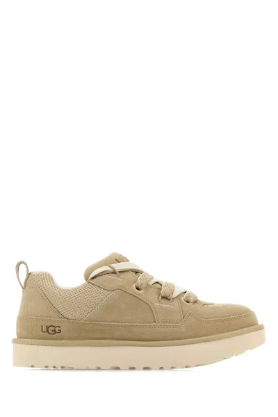 Ugg Lo Lowmel Beige Sneakers With Mesh Inserts And Logo On The Side In Suede Man In Multi