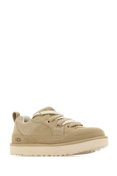 Ugg Lo Lowmel Beige Sneakers With Mesh Inserts And Logo On The Side In Suede Man In Multi