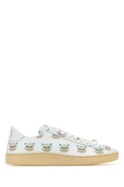 Valentino Garavani Royco Vlogo Cat-print Leather Sneakers In White