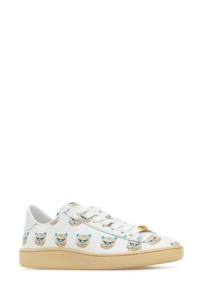 Valentino Garavani Royco Vlogo Cat-print Leather Sneakers In White