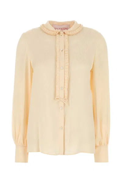 Valentino Garavani Cream Silk Shirt In Yellow