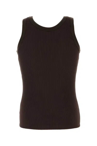 Fendi Stretch Ribbed Nylon Tank Top In Burgundy