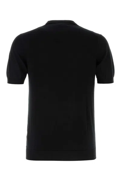 Fedeli Ribbed Hem Short Sleeves Textured Pattern In Black
