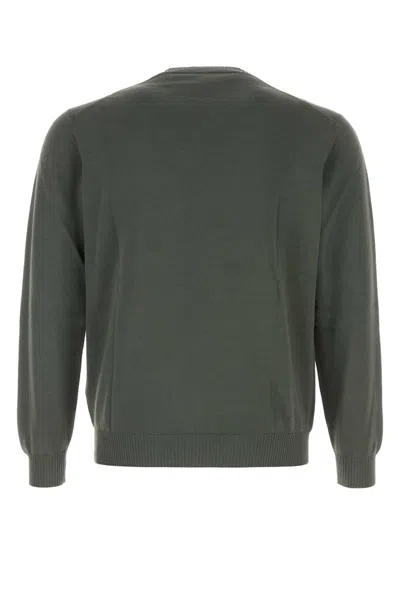 Fedeli Sage Green Cotton Sweater In Multi