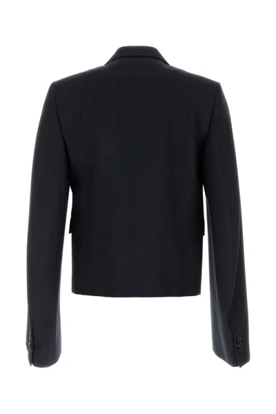 Loewe Navy Blue Wool Blazer In Black